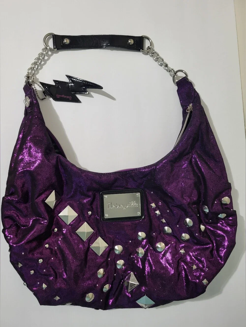 Betseyville Y2K Purple Studded Hobo Shoulder Bag